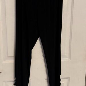 Black Polyester Pants w/side ankle cut-outs